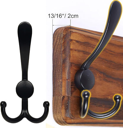 SKOLOO Rustic Wall Mounted Coat Rack: 16" Hole to Hole, Pine Real Wood Plank Wall Coat Rack with 5 Triple Hooks, Farmhouse Coat Hanger Wall Mount for Hanging Backpack Jacket Coat Hat