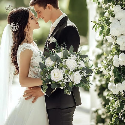 240 Pcs 4 Kinds Mixed Faux Eucalyptus Stems, Baby Breath Flowers Artificial Bulk with Greenery Stems for DIY Bouquets Wedding Home Floral Greenery Decor