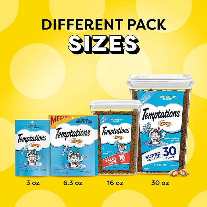 Temptations Classic Crunchy and Soft Cat Treats Tempting Tuna Flavor, 6.3 oz. Pouch (Pack of 10)-Mewly Pet