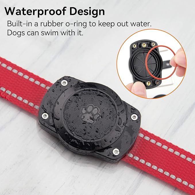 IPX8 Waterproof Airtag Dog Collar Holder [Metal Back Plate] Ultra-Durable Dog & Cat Collars Mount for AirTag, Suitable for All Widths of Collars (2 Pack)-Mewly Pet