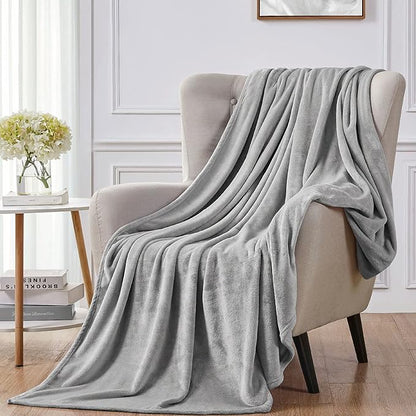 Walensee Fleece Blanket Plush Throw Fuzzy Lightweight Super Soft Microfiber Flannel Blankets for Couch, Bed, Sofa Ultra Luxurious Warm and Cozy for All Seasons (Ash Grey, 90"x90")