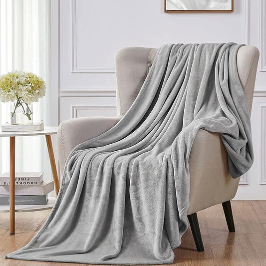 Walensee Fleece Blanket Plush Throw Fuzzy Lightweight Super Soft Microfiber Flannel Blankets for Couch, Bed, Sofa Ultra Luxurious Warm and Cozy for All Seasons (Ash Grey, 90"x90")