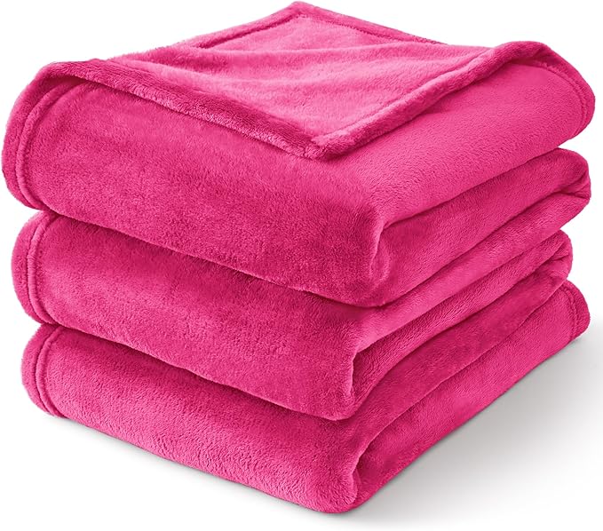 BEDELITE Fleece Blanket Hot Pink Throw Blanket for Couch & Bed, Luxury Plush Cozy Fuzzy Blanket 50" x 60", Super Soft Warm Lightweight Throw Blanket for Travel Camping