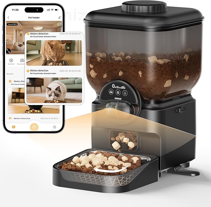 Automatic Pet Feeder for Cat and Dog - 6L Auto Cats Food Dispenser with Camera - WiFi App Control Smart Feeders with Timed - Dogs Feeding Station with 15-Day Battery Life After Power Off-Mewly Pet