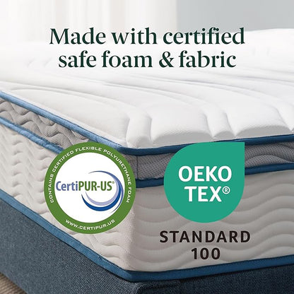 ZINUS 10 Inch Spring Sensation Hybrid Mattress [New Version], Full, Fiberglass Free, Medium Firmness, Durable Support, Certified Safe Foams & Fabric, Mattress in A Box