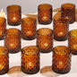 12Pcs Large Votive Candle Holders 2.8 * 3.2in Amber Tea Light Candle Holders Glass Candle Holder for Wedding Table Centerpiece, Home Decor, Birdal Shower, Party, Fall Decor