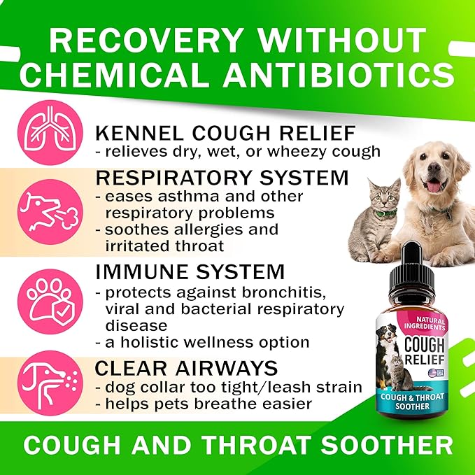 Kennel Cough Drops for Dogs and Cats - 2oz Pet Herbal Remedy - Throat Soother - Homeopathic Respiratory Support - Dry, Wet & Barky Pet Cough and Cat Asthma, Sinus Congestion Treatment - Made in USA-Mewly Pet