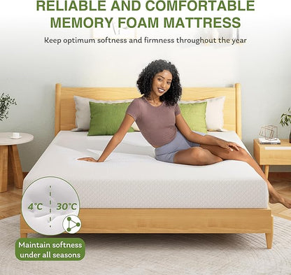 EGOHOME Twin XL Memory Foam Mattress, 5 Inch Bed Mattress in a Box with Cooling Green Tea Gel, Relieve Pressure with Medium Support, CertiPUR-US Certified, 80''L x 38''W, White