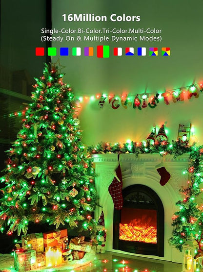 BrizLabs Smart Christmas Lights, 66ft 200 LED Color Changing Xmas Lights Work with Alexa & Google Home, Rainbow Fairy Light Christmas Decorative Tree Lighting Green Wire for Xmas Tree Halloween Party