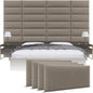 Vänt Upholstered Wall Panels - King/Cal King Size Wall Mounted Headboards - Faux Merino Wool Brown - Twin/King - Set of 4 Panels (Each Individual Panel 39"x11.5")
