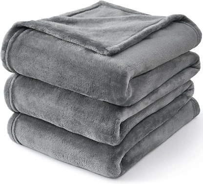 BEDELITE Fleece Blankets Queen Size Grey Throw Blankets for Bed, Luxury Plush Cozy Fuzzy Blanket 90x90 inches, Super Soft Warm Lightweight Throw Blanket All Seasons Suitable