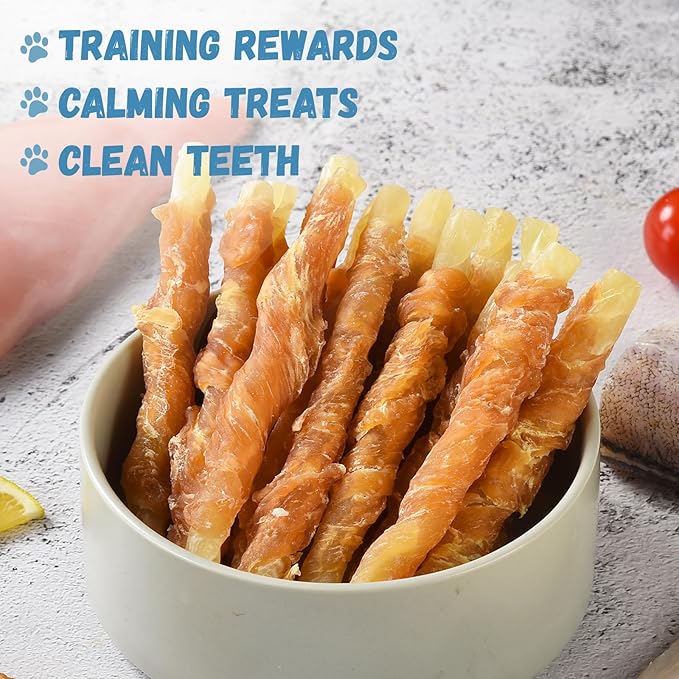 Dog Treats Chicken Wrapped Cod Sticks, Natural Chicken Cod Jerky Treats Rich in Omega-3, High Protein Chewy Training Treats Dog Snacks for Small Medium Large Dogs, 15-17 Counts, 10.6 oz-Mewly Pet