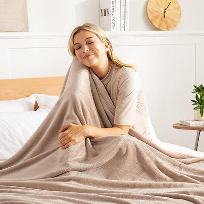 Exclusivo Mezcla Fleece Blanket Twin Size for Bed, Super Soft and Warm, All Season Use, Cozy, Plush, Lightweight, 90x66 Inches, Camel