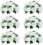NUPTIO Pcs of 6 Fake Flower Ball Arrangement Bouquet,15 Heads Plastic Roses with Base, Suitable for Our Store's Wedding Centerpiece Flower Rack for Parties Valentine's Day Home Décor (Pure White)