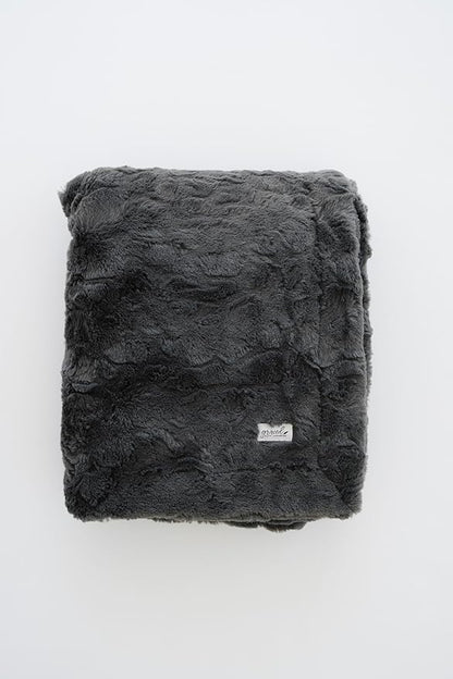 GRACED SOFT LUXURIES Charcoal Faux Fur Throw Blanket | Ultra Soft & Fluffy 50x60 inches | Cozy, Thick & Warm | Perfect for Bed or Couch | Kids & Adults