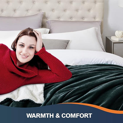 Walensee Sherpa Fleece Blanket (King Size 108”x90” Forest Green) Plush Throw Fuzzy Super Soft Reversible Microfiber Flannel Blankets for Couch, Bed, Sofa Ultra Luxurious Warm and Cozy for All Seasons