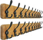 Dseap Coat Rack Wall - Heavy-Duty 38-1/4" Long, with Reinforced 10 Custom Tri-Hooks, Solid Wood Wall Hanger for Coats Hat Jackets - Rustic Farmhouse Entryway Storage,Weathered Brown & Black,Pack of 2