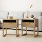 Nathan James Harper Modern Nightstand Side Accent or End Table with Storage Drawer, Set of 2, Light Brown