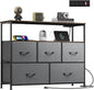 WLIVE 5 Drawer Dresser TV Stand for 45 Inch TV, Entertainment Center with Open Shelf and Power Outlet, Chest of Drawers for Bedroom, Living Room, Closet, Dark Grey