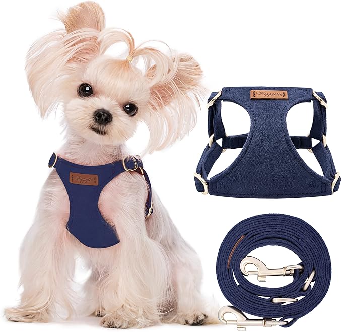 Puppytie No Pull xs Dog Harness with Multifunction Dog Leash,Soft Adjustable No Choke Escape Proof Pet Harness Vest,Navy,XS-Mewly Pet