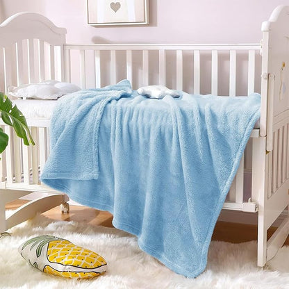 Exclusivo Mezcla Plush Fuzzy Fleece Throw Blanket, Super Soft, Fluffy and Warm Blankets for Couch, Bed, All Season Use (40x50 Inches, Light Blue)