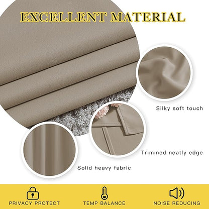 NICETOWN Room Darkening Taupe Curtains for Doorway 80" L, Grommet Light Blocking Window Treatments Blackout Privacy Drapes for Living Room/Kids Room, 2 Panels, W46 x L80