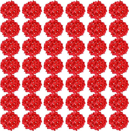 Auihiay 64pcs Hydrangea Artificial Flowers, Red Fake Hydrangea Flowers with Stems, Artificial Hydrangea Flowers for Wedding Centerpieces, Home Garden Party Decoration (Red)