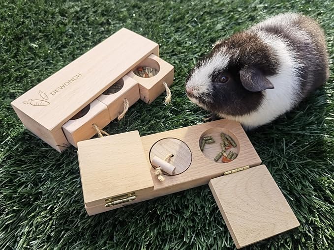 Dewonch Small Animals Hide Treats Foraging Puzzle Toys, Pet Interactive Snuffle Logic Game for Mental Enrichment,for Guinea Pigs,Rabbits,Chinchillas-Mewly Pet