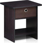 Furinno Dario End Table / Side Table / Night Stand / Bedside Table with Bin Drawer, 1-Pack, Dark Walnut