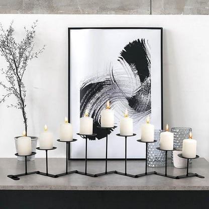 Candelabra Fireplace Candle Holder: 9 Black Iron Candelabra Fireplace Candle Holder for Pillar Candles