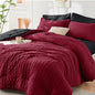 HYMOKEGE Red & Black King Size Comforter Set Seersucker 7 Pieces, All Season Luxury Bed in a Bag for Bedroom, Bedding Set with Comforters, Sheets, Pillowcases & Shams