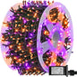 Dazzle Bright 164 FT 500 LED Halloween String Lights, Waterproof Halloween String Lights Black Wire with 8 Modes, Outdoor Halloween Decorations for Indoor Party Yard Wedding Decor, Purple & Orange