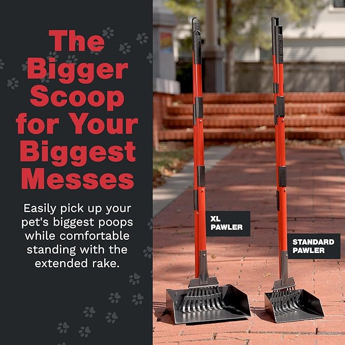 Pooper Scooper for Large Dogs, Small Dogs and Horses, Metal Poop Scooper Set with Long Handle Rake and Tray for Yard, Grass, Dirt or Gravel, Heavy Duty Aluminum Poop Picker Upper-Mewly Pet