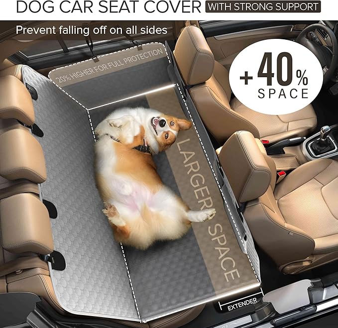 Back Seat Extender for Dogs, Heavy Duty Dog Car Seat Cover for Back Seat and Aggressive Chewer, Large Hard Bottom Car Seat Cover for Dogs, Dog Hammock for Car, Travel Pet Car Bed for Car, SUV, Truck-Mewly Pet