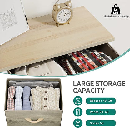 YITAHOME Dresser with 4 Drawers - Fabric Storage Tower, Organizer Unit for Bedroom, Hallway, Hallway, Closets - Sturdy Steel Frame, Wooden Top & Easy Pull Fabric Bins