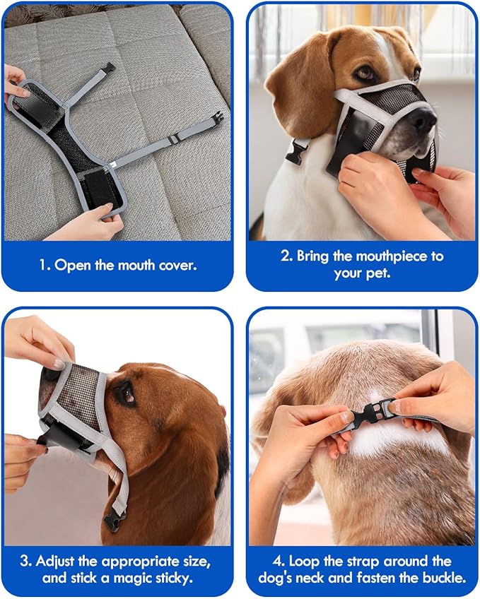 Dog Muzzle, Soft Air Mesh Muzzle for Small Medium Large Dogs Anti Biting Barking Chewing, Breathable Drinkable Adjustable Loop Pets Muzzle for German Shepherd Husky Labrador Retriever (Grey,S)-Mewly Pet