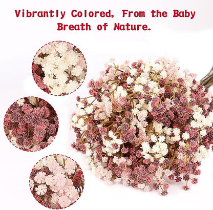 Baby Breath Flowers Fall Flowers Artificial Bulk, 30Pcs Fall Decor Fake Gypsophila Plants Bouquets Flowers Real Touch Faux Babies Breath Arrangement for Home Autumn Wedding Party Vase Decoration Pink