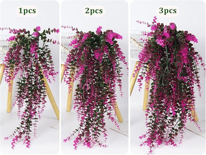 Fake Monkey Plants Hanging Eucalyptus Vines Fake Vines Faux Hanging Plants for Outdoor Garden Yard Backdrop Decor Indoor Room Table Wall Home Hanging Decoration(Fuchsia)