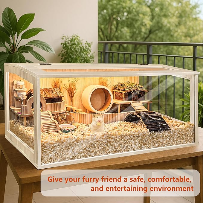Hamster Cage Chewproof, Large Hamster Cages and Habitats, Openable Top with Acrylic Sheets, Solid Built-Mewly Pet