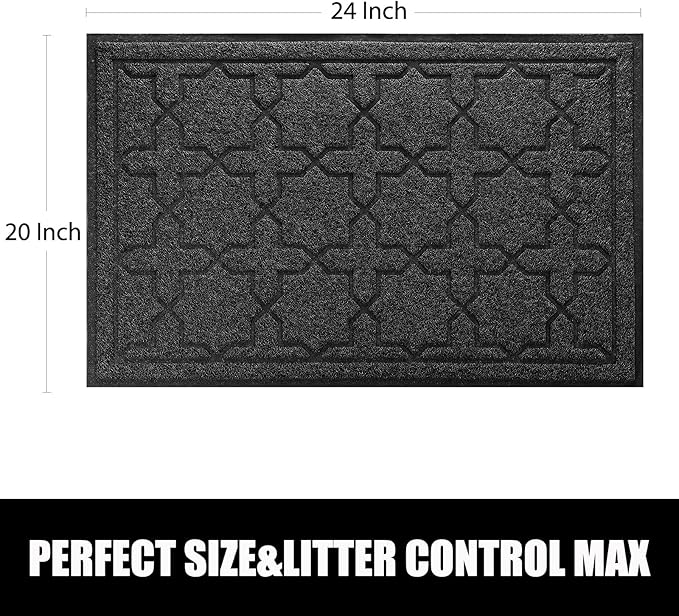 Yimobra Cat Litter Mat, 24"x20" Litter Mat with Litter Lock Mesh, Soft Cat Litter Mat Litter Trapping Mat, Easy to Clean, Non-Slip, Water Resistant, Litter Free Floors, Black-Mewly Pet