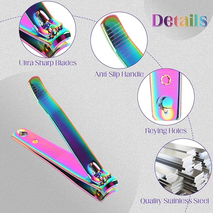 Rocutus 2pcs/Set Portable Nail Scissors Adult Pedicure Nail Clippers Household Small Scissors Foot Manicure Scissors Manicure Tools (Bight Colorful)-Mewly Pet