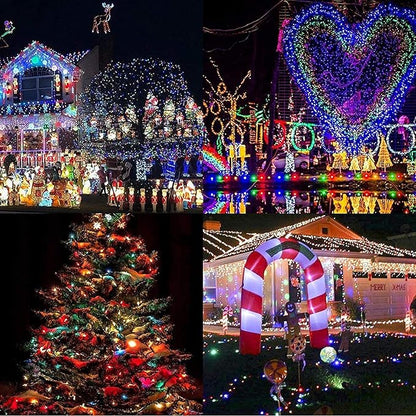 JMEXSUSS 200 LED Christmas String Lights Outdoor Waterproof, 66ft Color Changing String Lights Plug in, Cool White & Multicolor Christmas Lights for Trees Yard Wedding Xmas Party Decorations