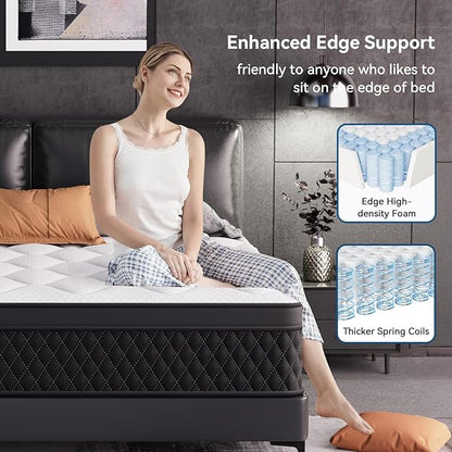 ELEMUSE Cal King Mattress, 10 Inch Hybrid Memory Foam Mattress in a Box, Pressure Relieving Comfort, Individual Pocket Springs for Motion Isolation, Medium Firm, CertiPUR-US Certified, Fiberglass Free