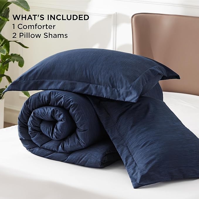Bedsure Oversized King Comforter Set - Navy Soft Bedding for All Seasons, Cationic Dyed Bed Set, 3 Pieces, 1 Oversized King Size Comforter (120"x98") and 2 Pillow Shams (20"x36"+2")