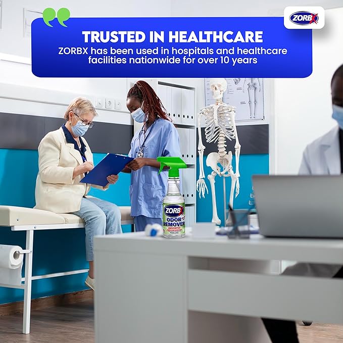 ZORBX Unscented Odor Eliminator for Strong Odor 16 oz - Pack of 2 - Used in Hospitals & Healthcare Facilities - Advanced Trusted Formula, Fast-Acting Odor Remover Spray for Dog, Cat, House & Carpet-Mewly Pet