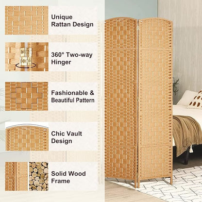 Rose Home Fashion 6 ft Tall Room Divider, Room Dividers and Folding Privacy Screens, 15.7in Privacy Screen 8 Panel Partition Temporary Wall Separation for Private, Light Beige