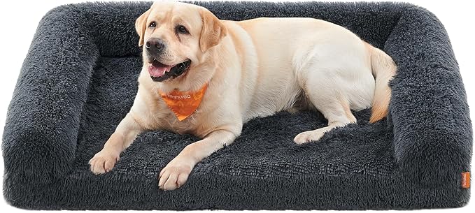 Feandrea Dog Bed, Orthopaedic Dog Sofa Bed for Medium and Large Dogs, Waterproof Ped Bed with Removable Washable Cover, 42 x 31.5 x 9 Inches, Dark Gray UPGW233G02-Mewly Pet