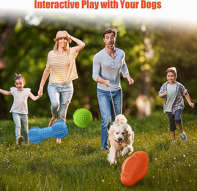 LUKITO Dog Chew Toys 3 Pack for Aggressive Chewers, Multifunctional Teeth Cleaning and Gum Massage, Tough Toys with Natural Rubber for Large and Medium Dog-Mewly Pet