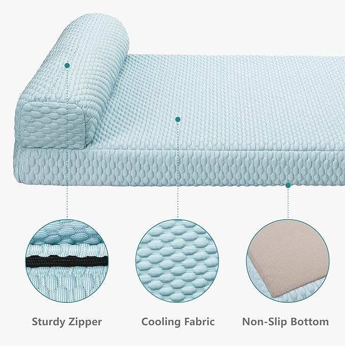 Tinaco Dog Cooling Bed for Large Dogs, Orthopedic Dog Bed with Removable Cover, Washable Dog Couch Bed for Small Medium Large Cats Dogs(WhiteBlue, X-Large)-Mewly Pet