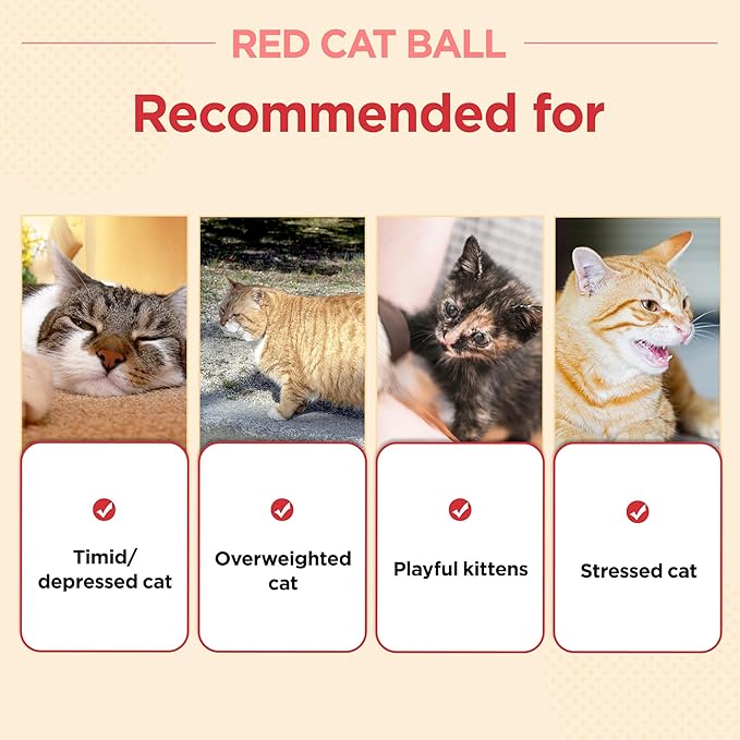 JAYU PET Red Cat Ball [W/O Bell Version] - Handmade Silvervine Cat Toy with Catnip, Interactive Matatabi Ball for Indoor Cats & Kittens, Feline Play Toy & Gift (2.7 inch)-Mewly Pet